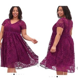 Plum Midi Lace Dress - Torrid size 20